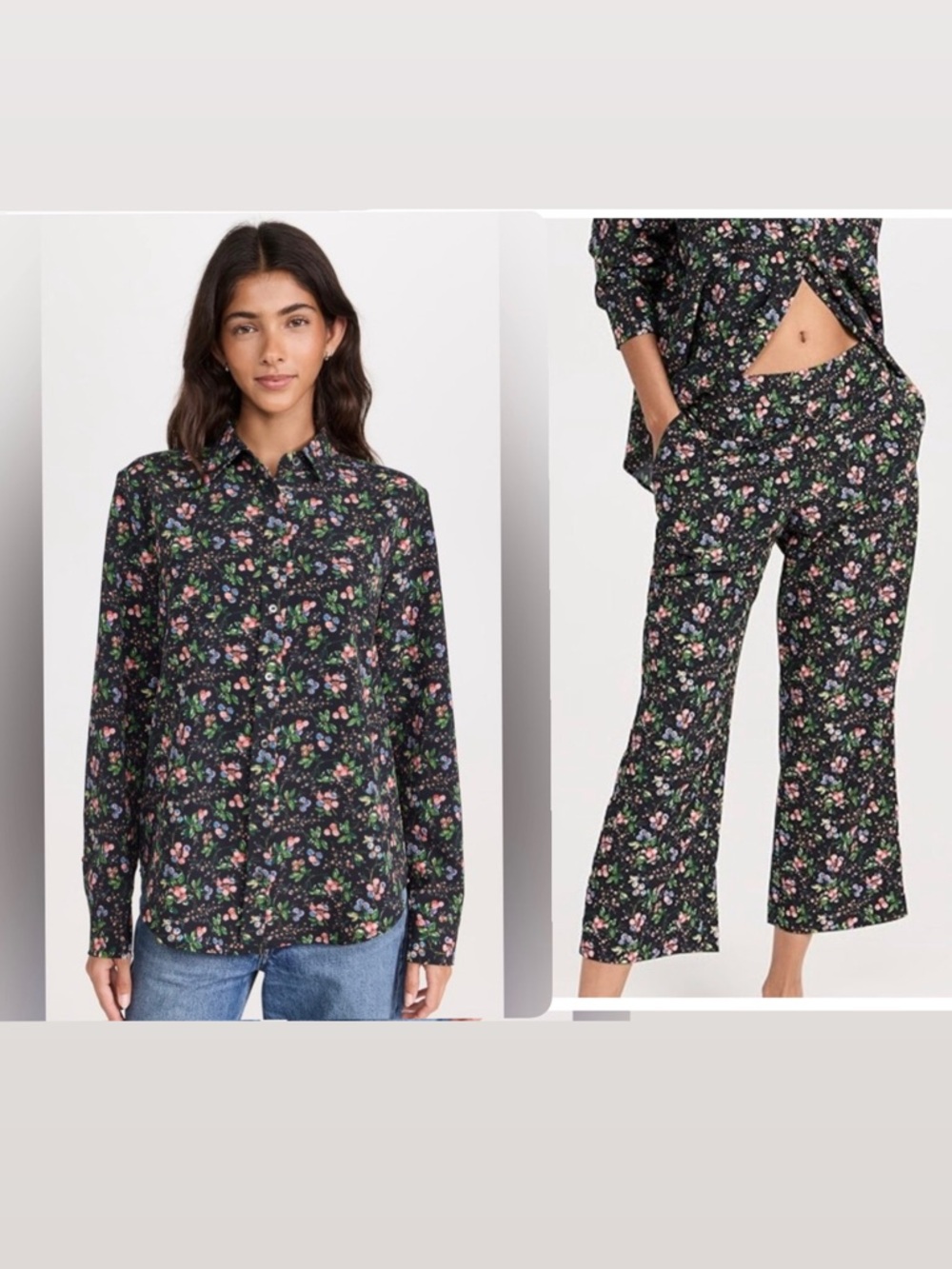 Hill House Home Matching Floral Print Pant Set, Navy, Medium